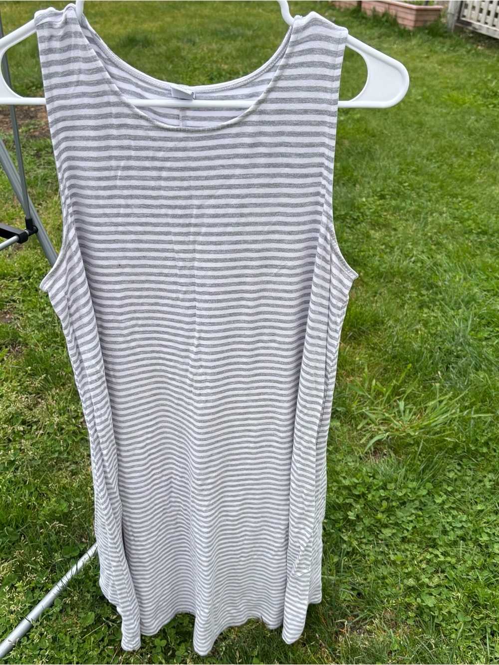 Old Navy Gray and White Striped Tank Top Dress